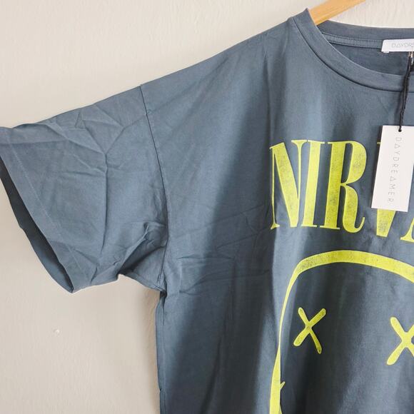 NEW Daydreamer Nirvana Smiley Graphic Band Short Sleeve Tee-Shirt Top - Picture 3 of 16